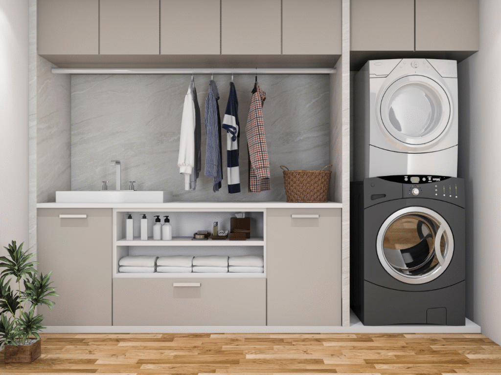 Grey Splashback Laundry Double Glazing West
