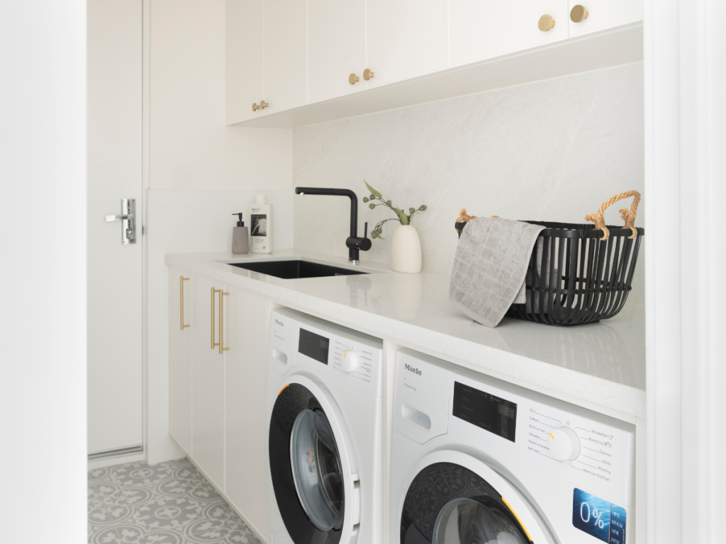 White stone laundry splashback - DGW Perth Splashback